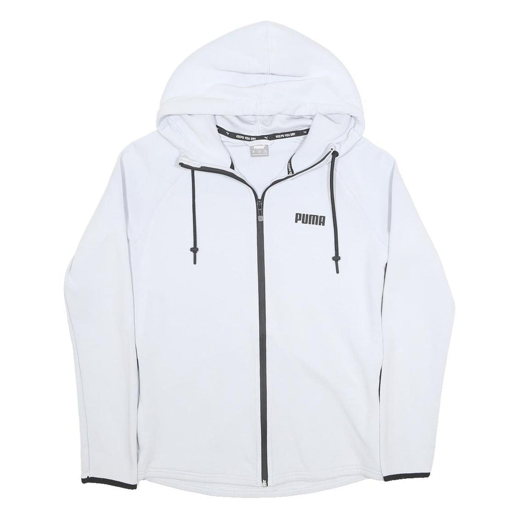PUMA Womens White Full Zip Hoodie M Cotton Blend Casual Sportswear