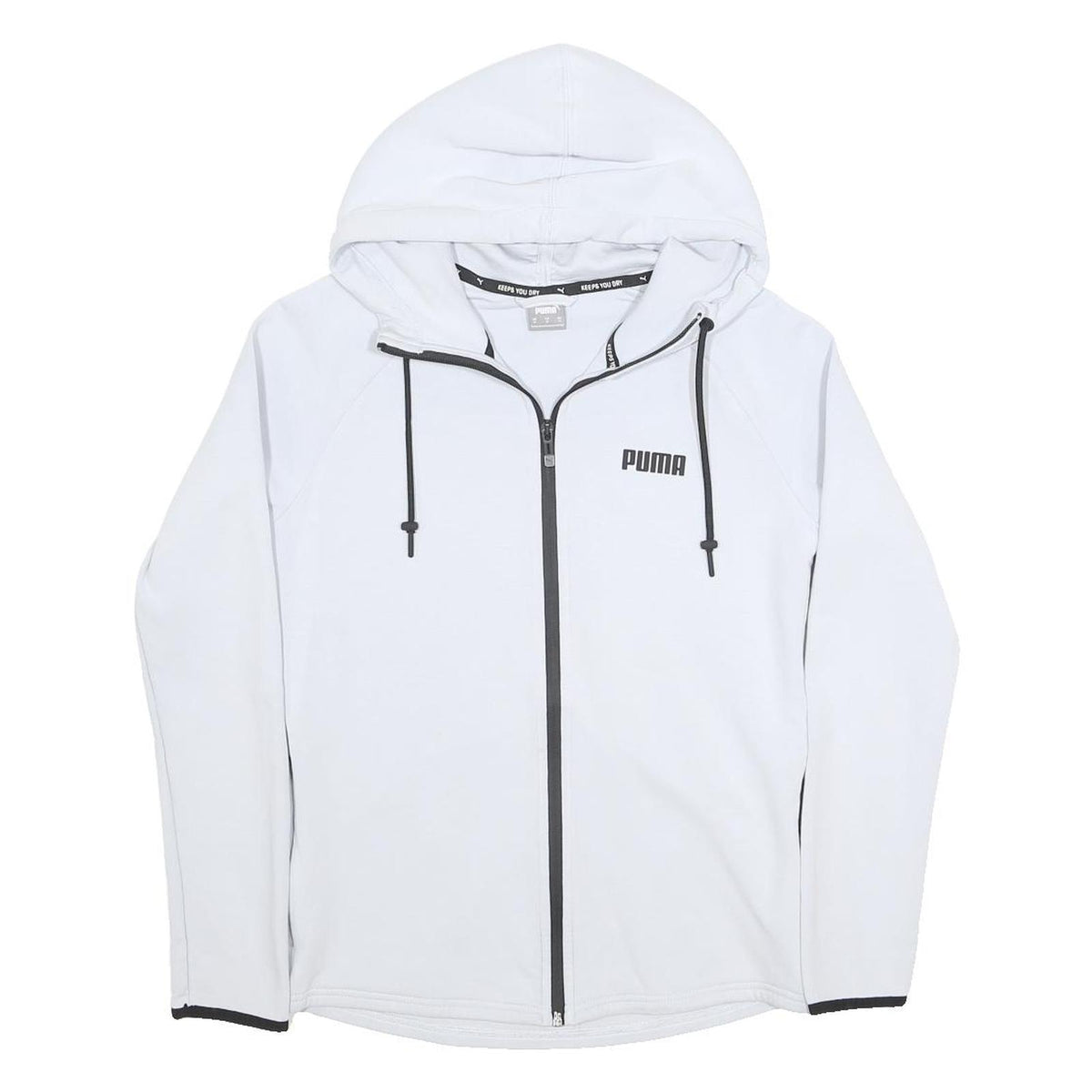 PUMA Womens White Full Zip Hoodie M Cotton Blend Casual Sportswear