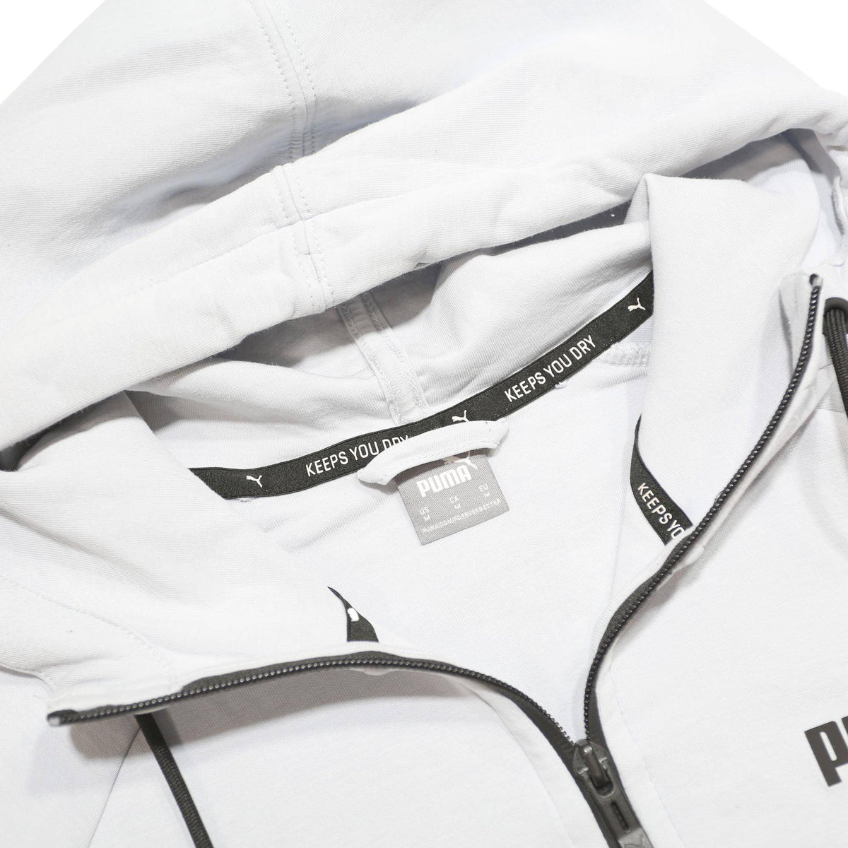 PUMA Womens White Full Zip Hoodie M Cotton Blend Casual Sportswear