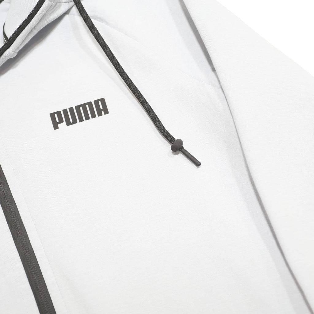 PUMA Womens White Full Zip Hoodie M Cotton Blend Casual Sportswear