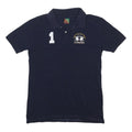 LA MARTINA Boys Navy Blue Polo Shirt L Cotton Blend Short Sleeve Basic