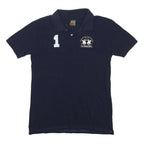 LA MARTINA Boys Navy Blue Polo Shirt L Cotton Blend Short Sleeve Basic