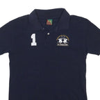 LA MARTINA Boys Navy Blue Polo Shirt L Cotton Blend Short Sleeve Basic