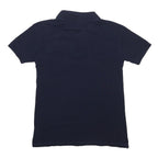 LA MARTINA Boys Navy Blue Polo Shirt L Cotton Blend Short Sleeve Basic