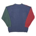 BUGLE BOY Mens Blue & Red & Green Button Neck XL Colour Block Cotton Sweatshirt