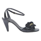 Womens Black Leather Ankle Strap Heels UK 5 Elegant Evening Dress Sandals