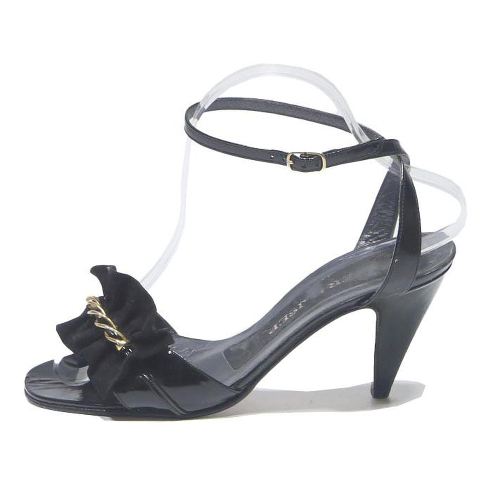 Womens Black Leather Ankle Strap Heels UK 5 Elegant Evening Dress Sandals