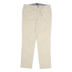 TOMMY HILFIGER Mens Cotton Beige Regular Straight Trousers W32 L29 Casual Smart