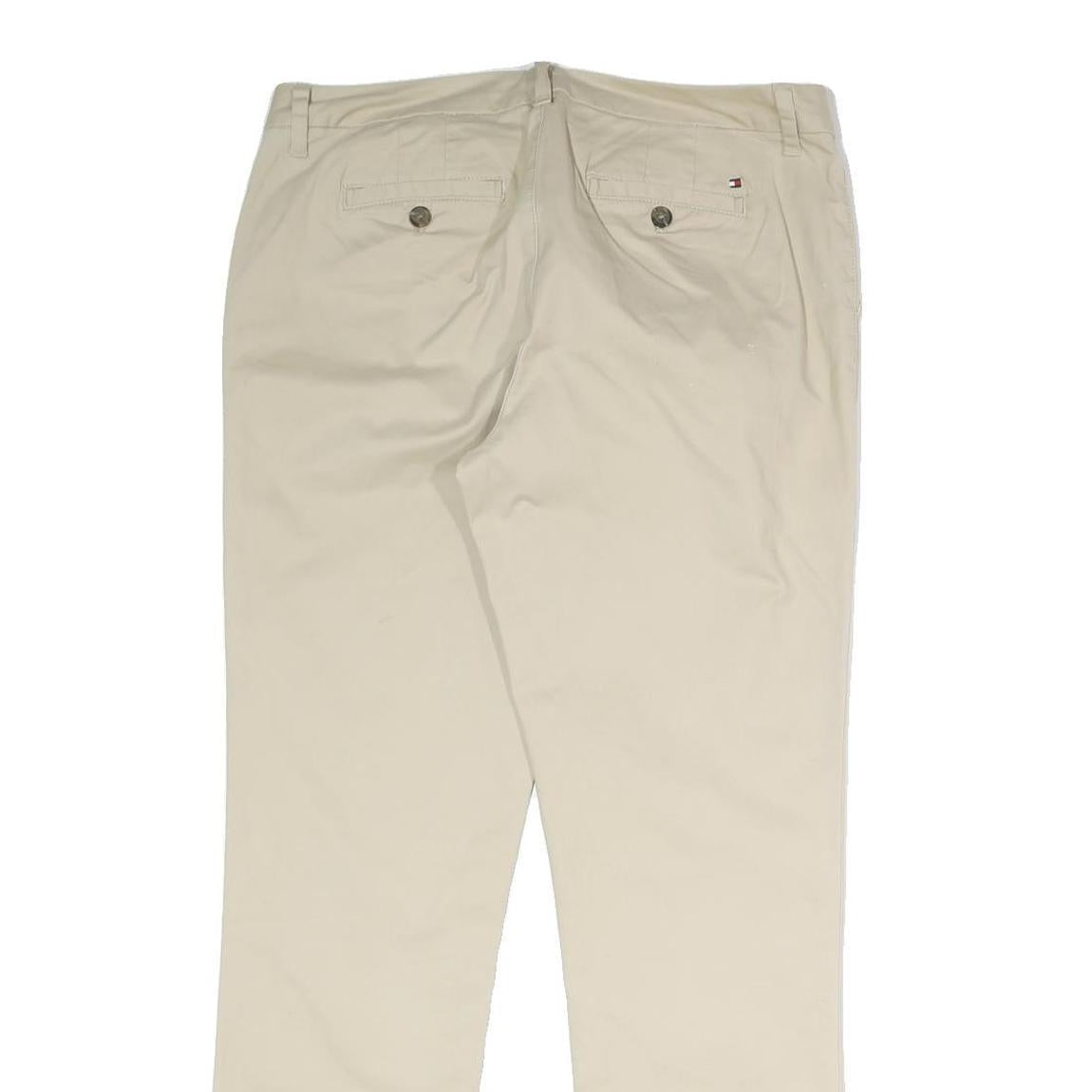 TOMMY HILFIGER Mens Cotton Beige Regular Straight Trousers W32 L29 Casual Smart