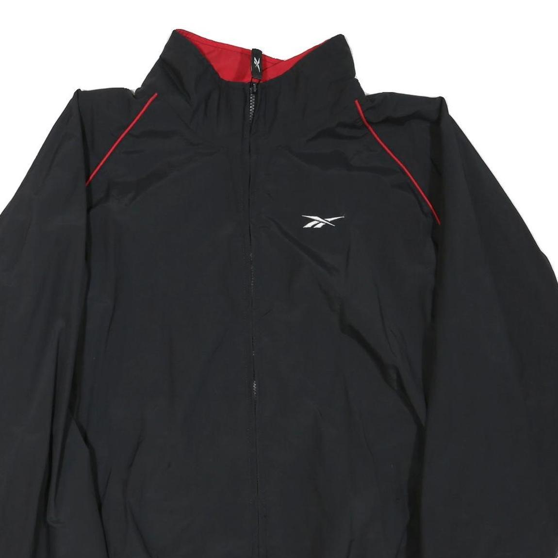 REEBOK Mens Black & Red Track Jacket XL Polyester Sport Casual Zip