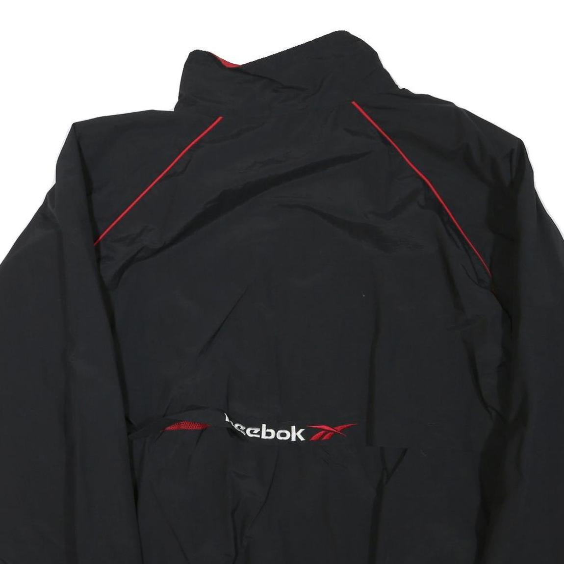 REEBOK Mens Black & Red Track Jacket XL Polyester Sport Casual Zip