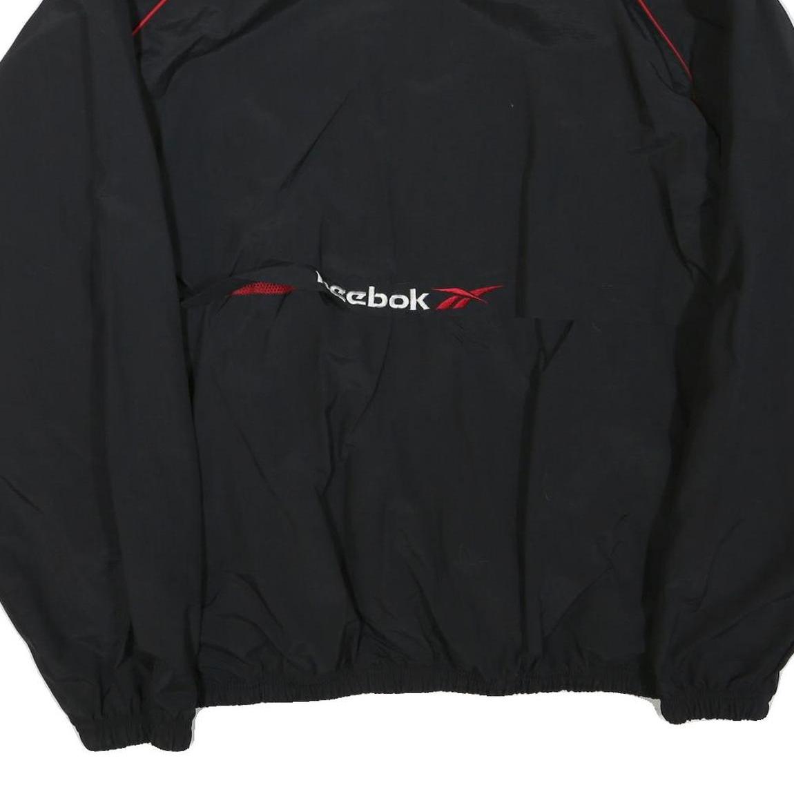 REEBOK Mens Black & Red Track Jacket XL Polyester Sport Casual Zip