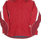 COLUMBIA Womens Red & White Outdoor Jacket M Polyester Blend Zip Hooded Casual