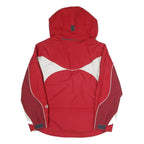 COLUMBIA Womens Red & White Outdoor Jacket M Polyester Blend Zip Hooded Casual