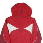 COLUMBIA Womens Red & White Outdoor Jacket M Polyester Blend Zip Hooded Casual