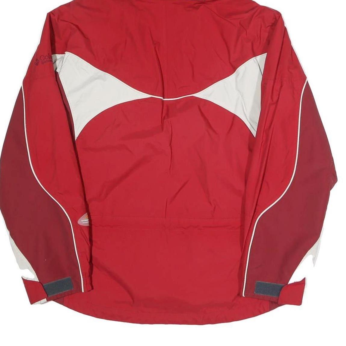 COLUMBIA Womens Red & White Outdoor Jacket M Polyester Blend Zip Hooded Casual