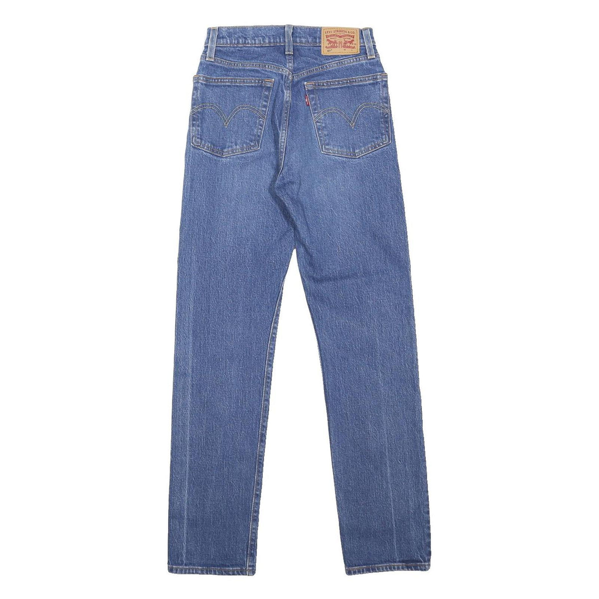 LEVI'S Womens Regular Fit Blue Denim Cotton Blend Jeans W34 L29 Classic Button