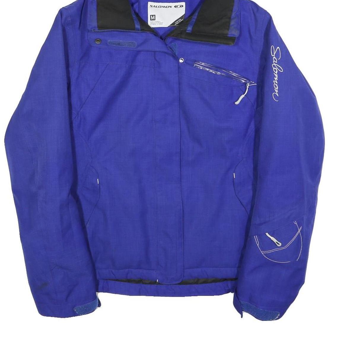 SALOMON Womens Blue Outdoor Jacket M Polyester Zip Hooded Plain Sportswear