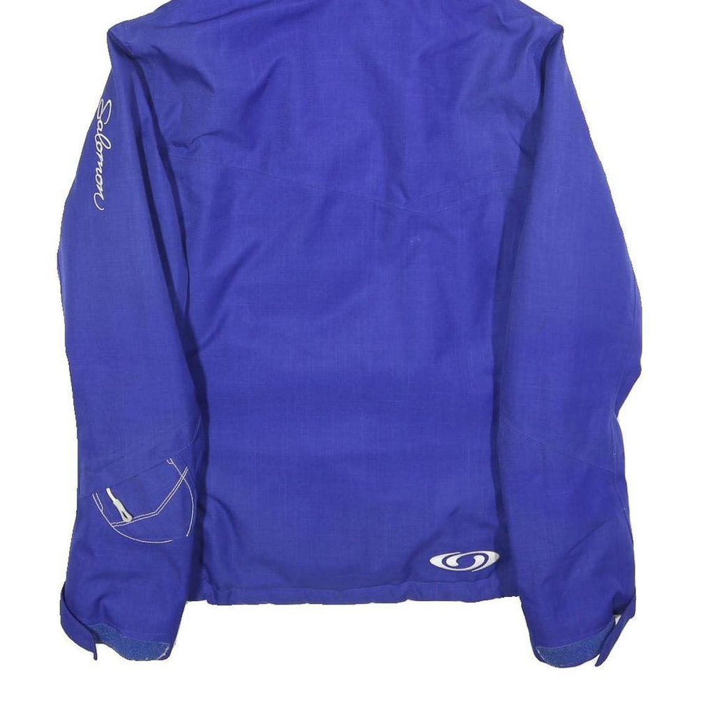 SALOMON Womens Blue Outdoor Jacket M Polyester Zip Hooded Plain Sportswear