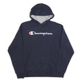 CHAMPION Mens Navy Blue Pullover Hoodie L Cotton Blend Casual Sportswear