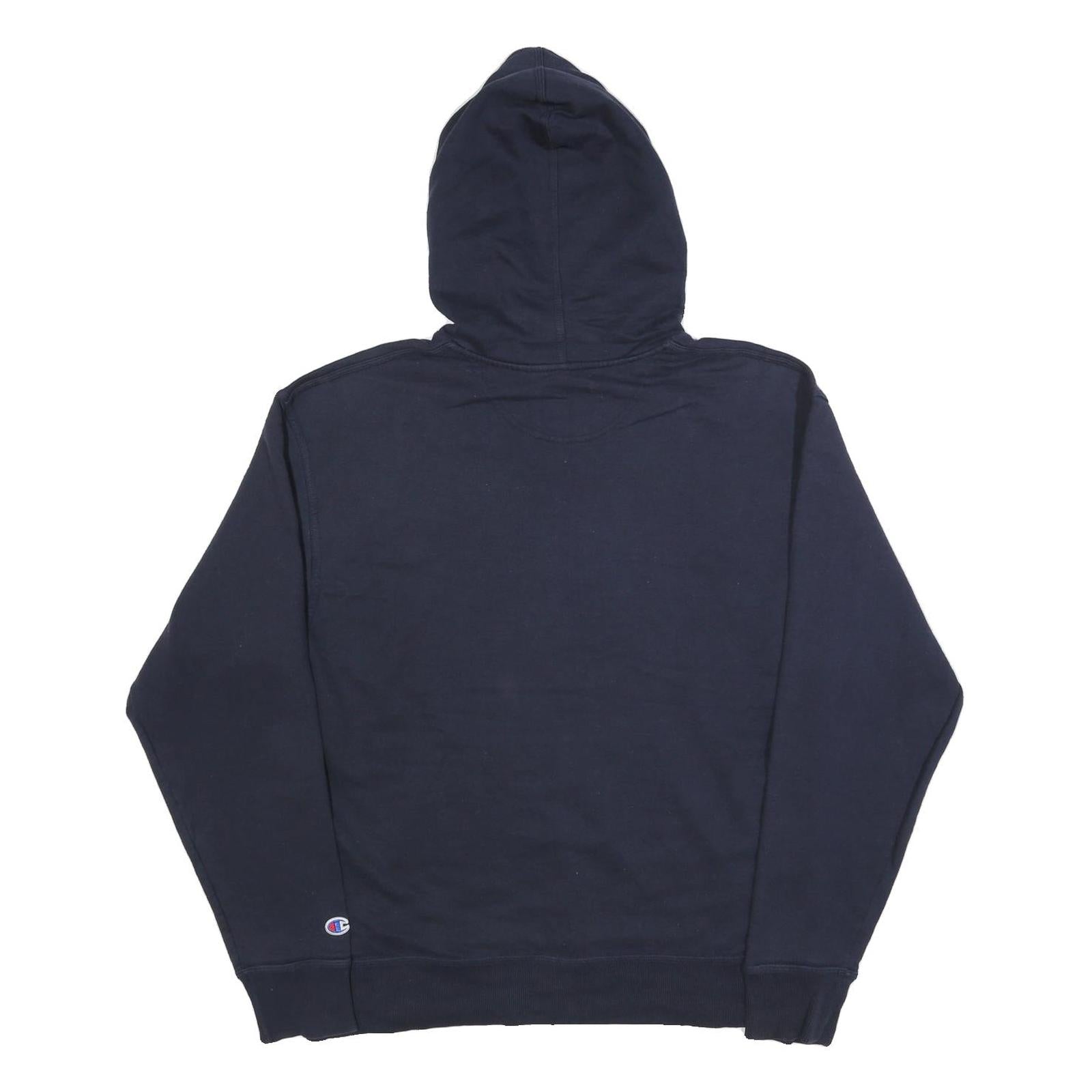CHAMPION Mens Navy Blue Pullover Hoodie L Cotton Blend Casual Sportswear