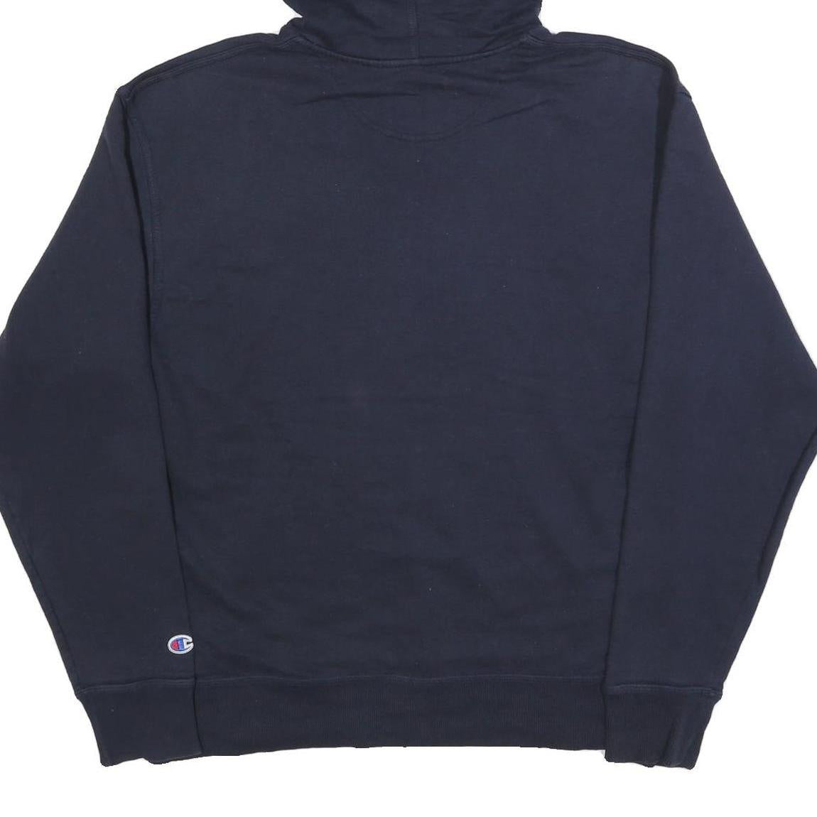 CHAMPION Mens Navy Blue Pullover Hoodie L Cotton Blend Casual Sportswear