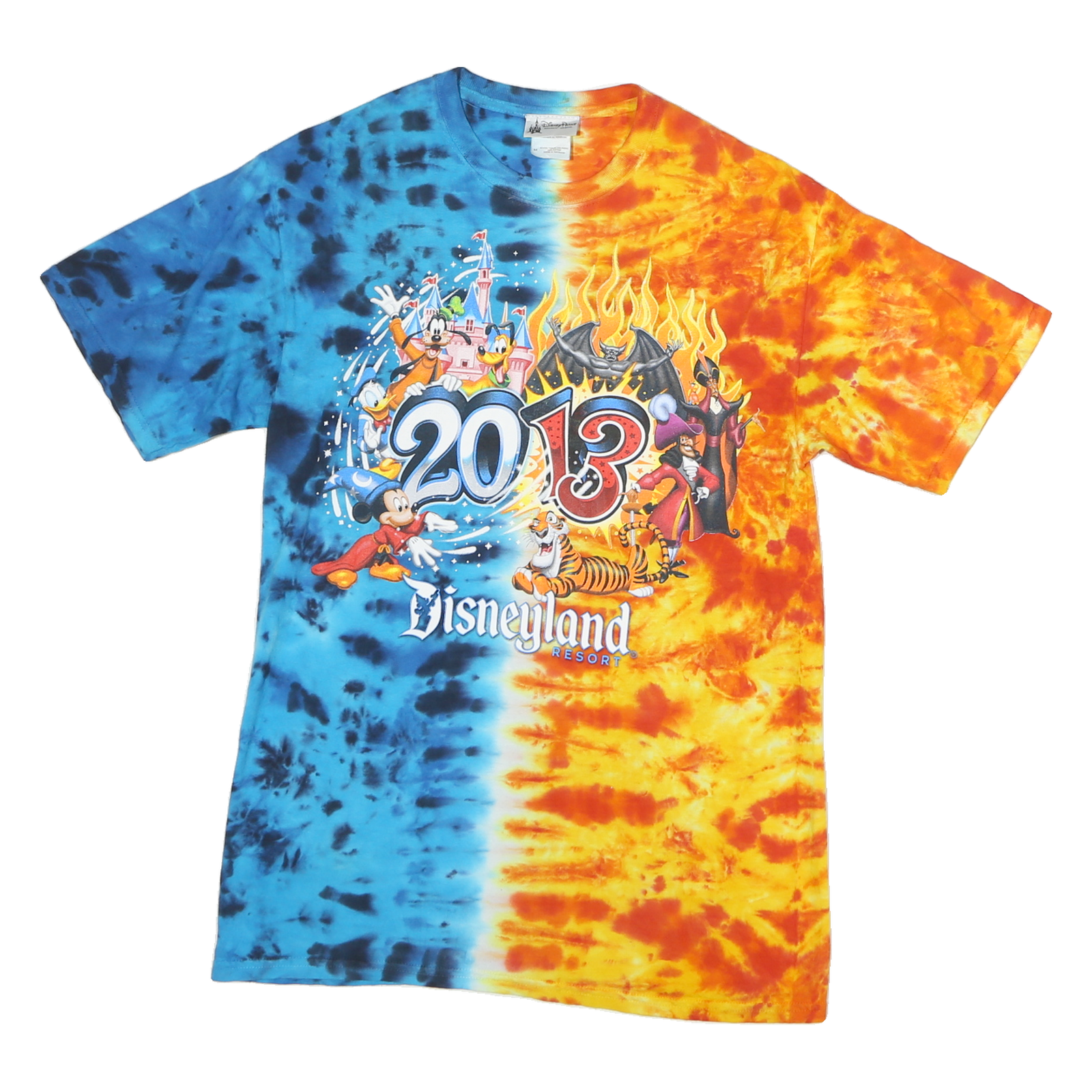 DISNEY PARKS Mens Blue & Orange Graphic T-Shirt M Short Sleeve Crew Neck