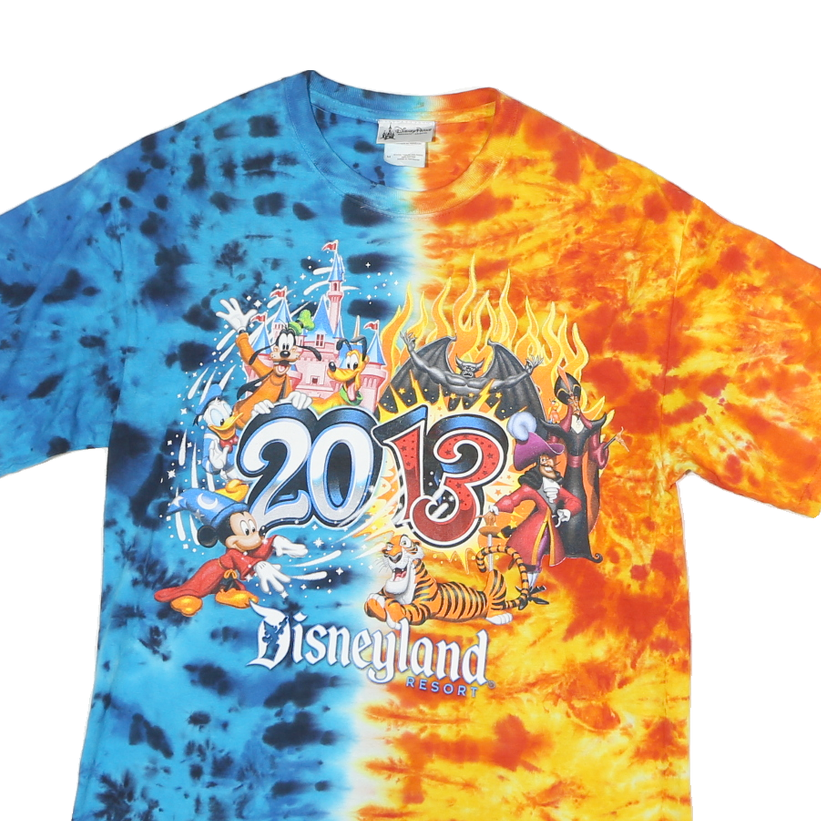 DISNEY PARKS Mens Blue & Orange Graphic T-Shirt M Short Sleeve Crew Neck