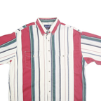 WRANGLER Mens White Red Green Striped Shirt XL Button Front Casual Summer