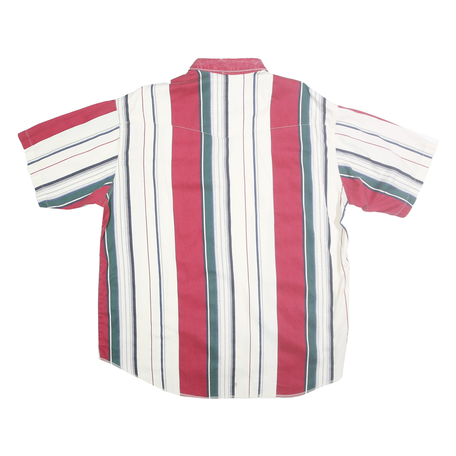 WRANGLER Mens White Red Green Striped Shirt XL Button Front Casual Summer