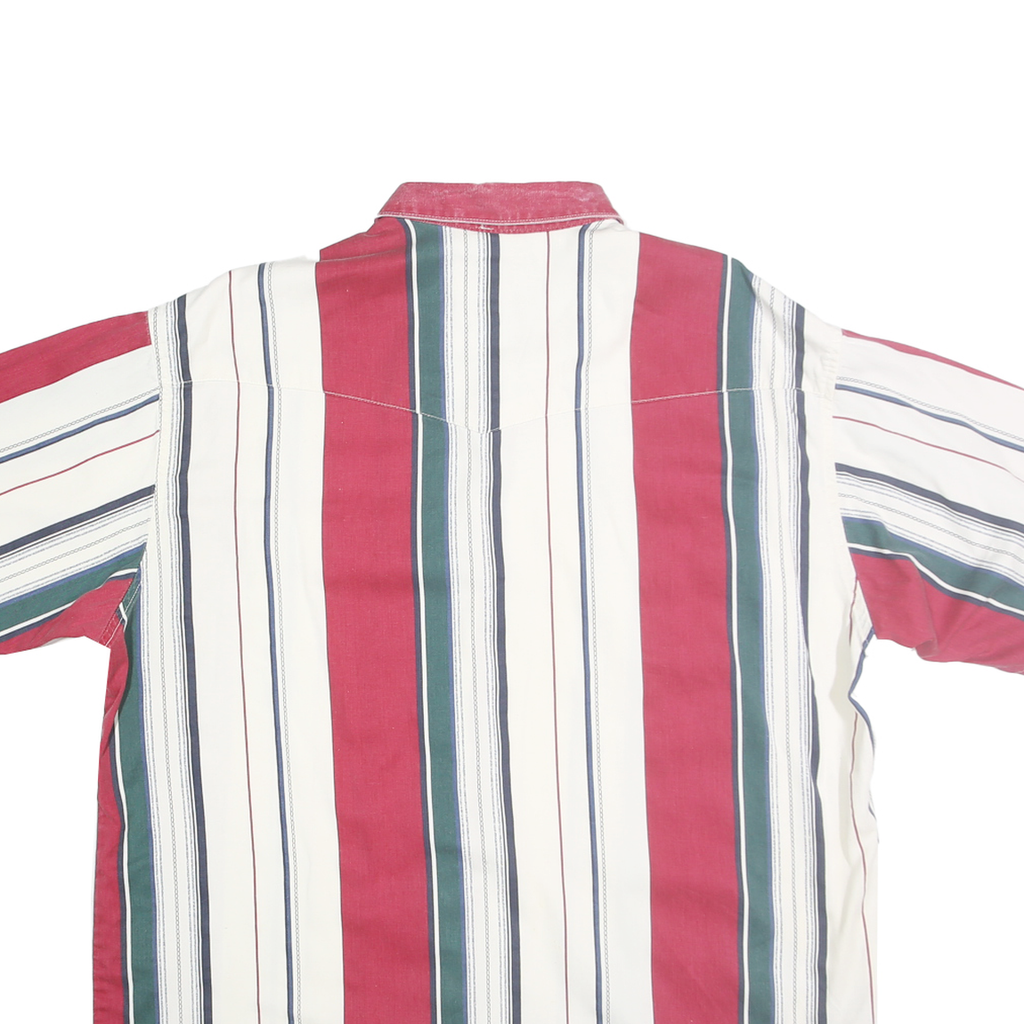 WRANGLER Mens White Red Green Striped Shirt XL Button Front Casual Summer