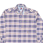 TOMMY HILFIGER Mens Blue & Red Check Shirt L Cotton Blend Long Sleeve Button
