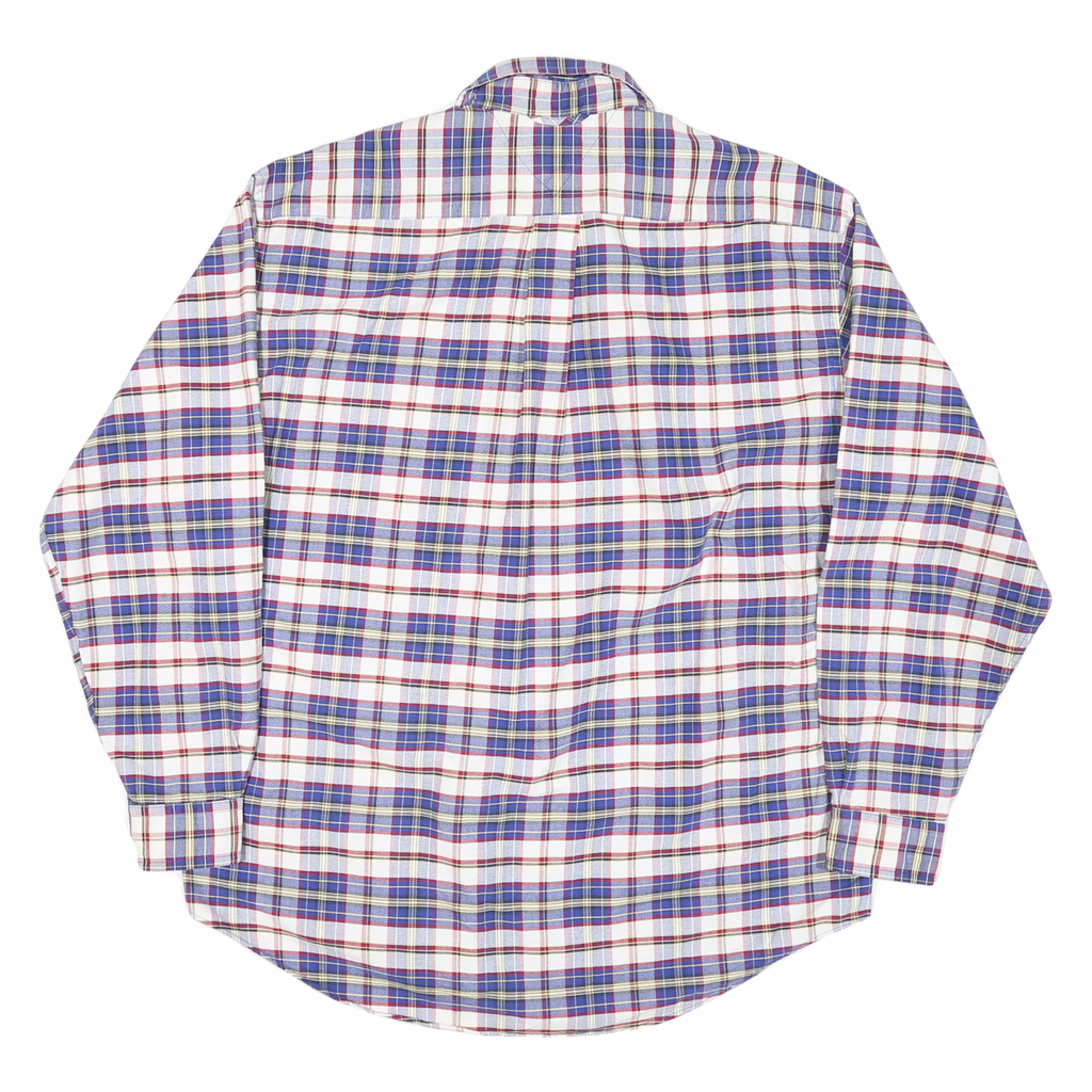 TOMMY HILFIGER Mens Blue & Red Check Shirt L Cotton Blend Long Sleeve Button
