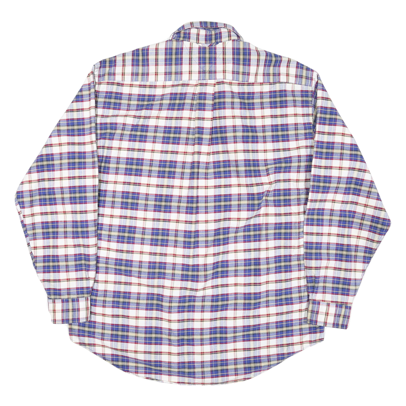 TOMMY HILFIGER Mens Blue & Red Check Shirt L Cotton Blend Long Sleeve Button