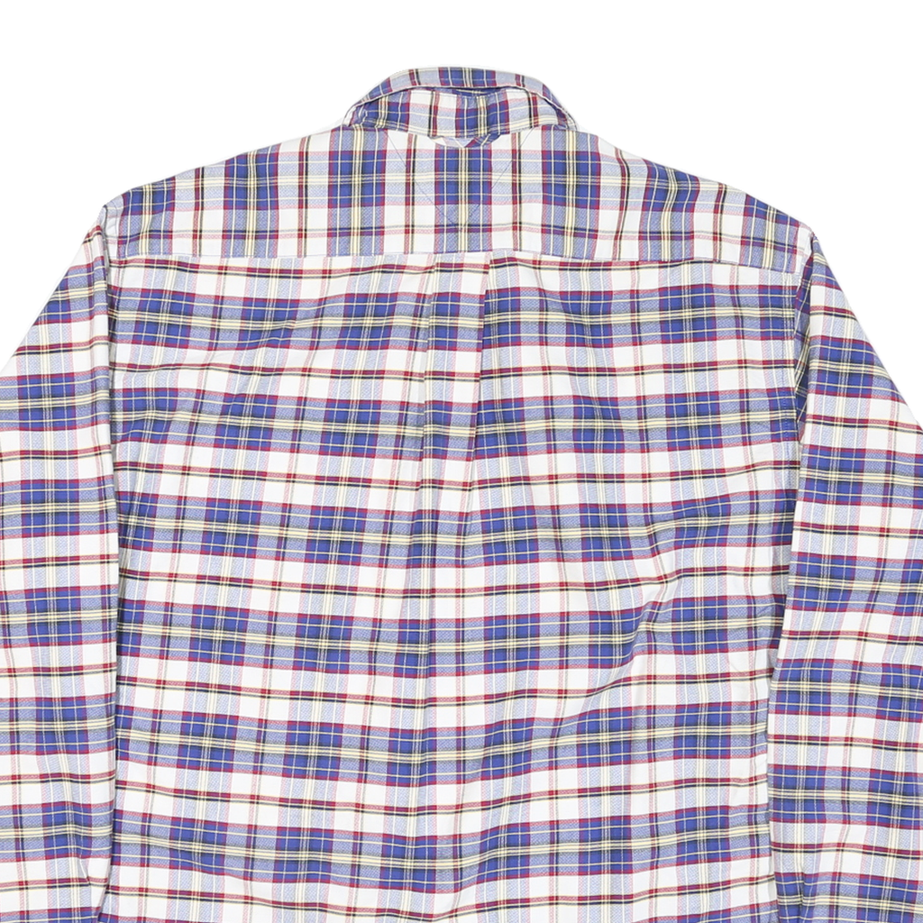 TOMMY HILFIGER Mens Blue & Red Check Shirt L Cotton Blend Long Sleeve Button