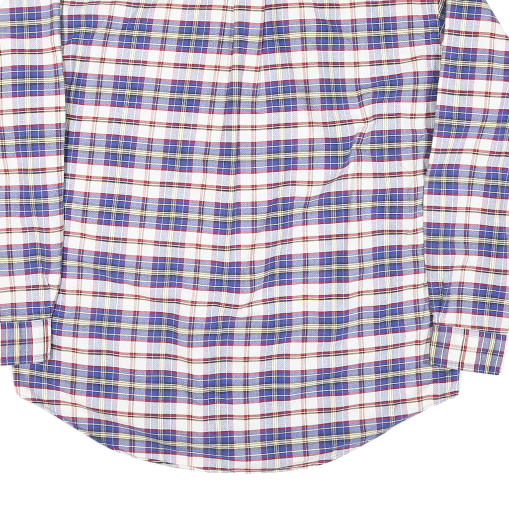 TOMMY HILFIGER Mens Blue & Red Check Shirt L Cotton Blend Long Sleeve Button