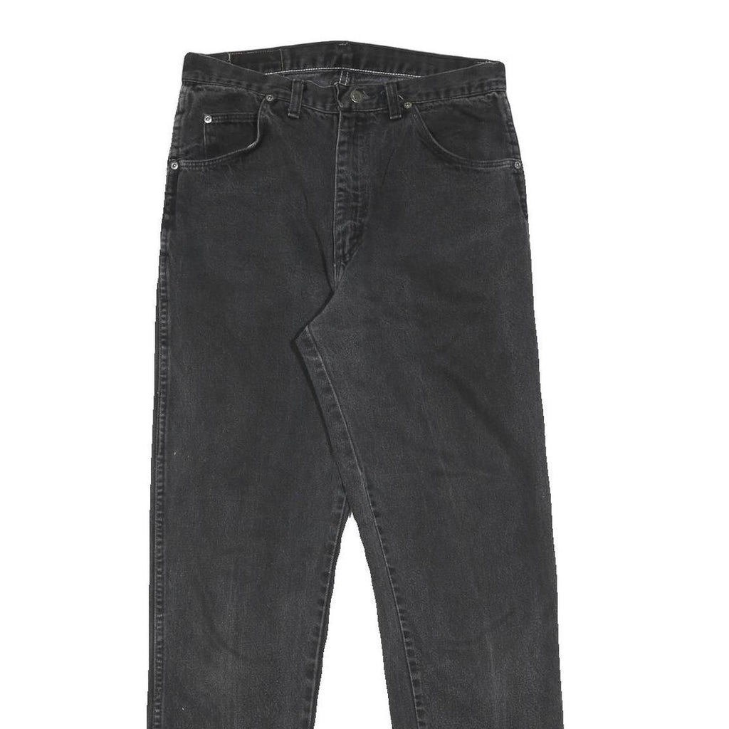WRANGLER Mens Black Regular Fit Straight Denim Jeans W30 L34 Classic Zip