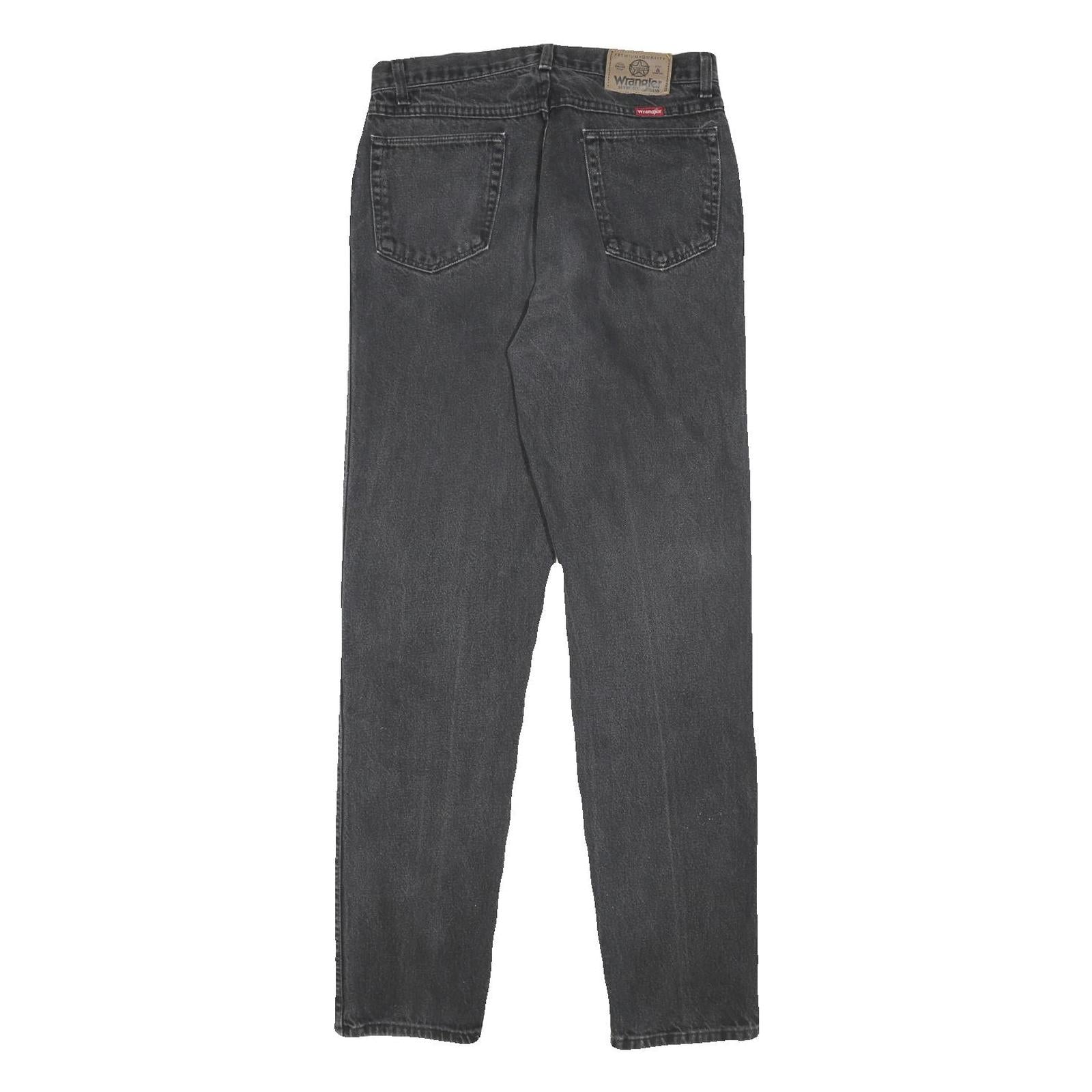 WRANGLER Mens Black Regular Fit Straight Denim Jeans W30 L34 Classic Zip