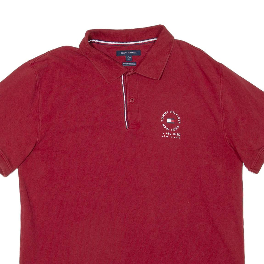 TOMMY HILFIGER Mens Polo Shirt Maroon XL