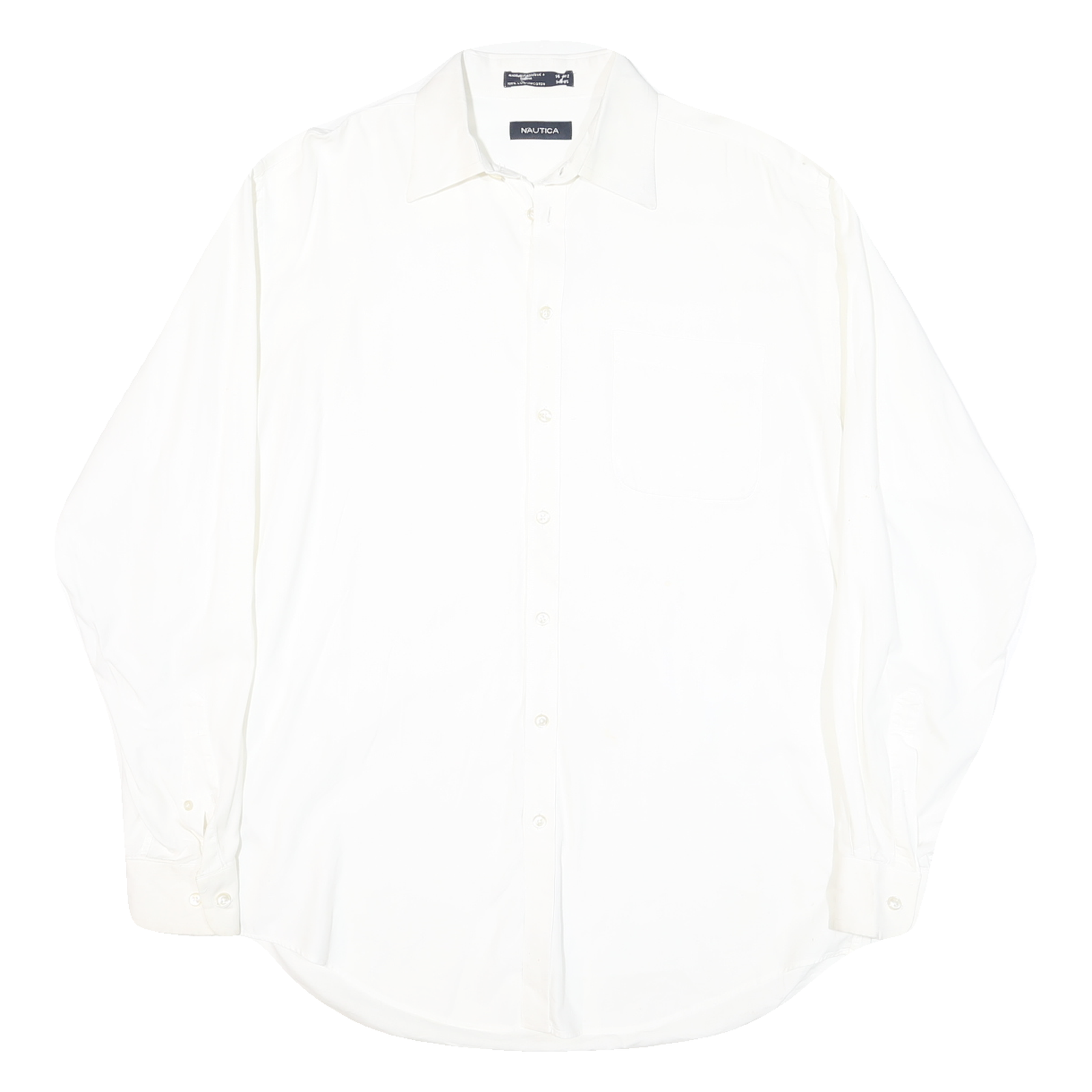 NAUTICA Mens White Shirt M Button Long Sleeve Classic Cotton Blend