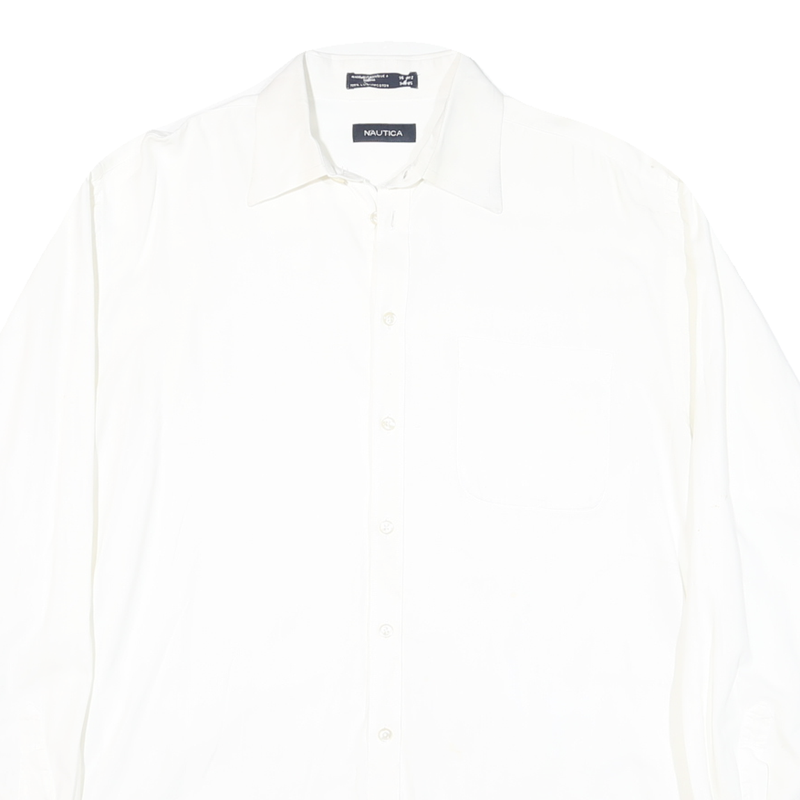 NAUTICA Mens White Shirt M Button Long Sleeve Classic Cotton Blend