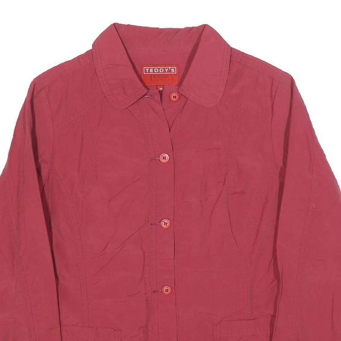 TEDDYS Womens Red Button Jacket M Cotton Blend Classic Casual Outerwear