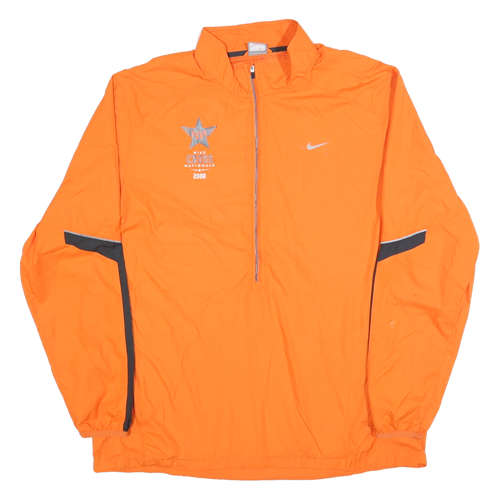 NIKE Mens Orange & Grey Cross Nationals 2008 Track Jacket XL Polyester Zip