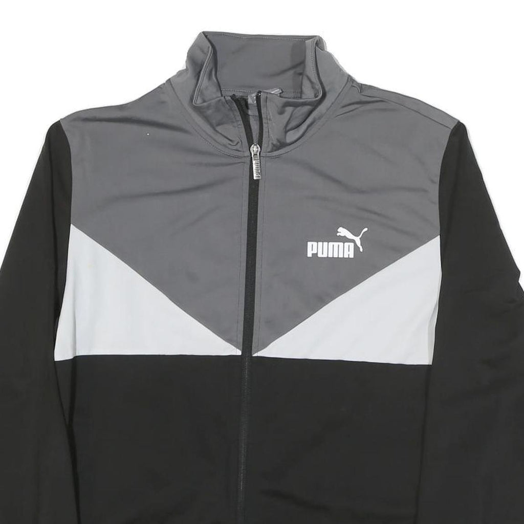 PUMA Mens Black & Grey Track Jacket M Polyester Blend Zip Sportswear
