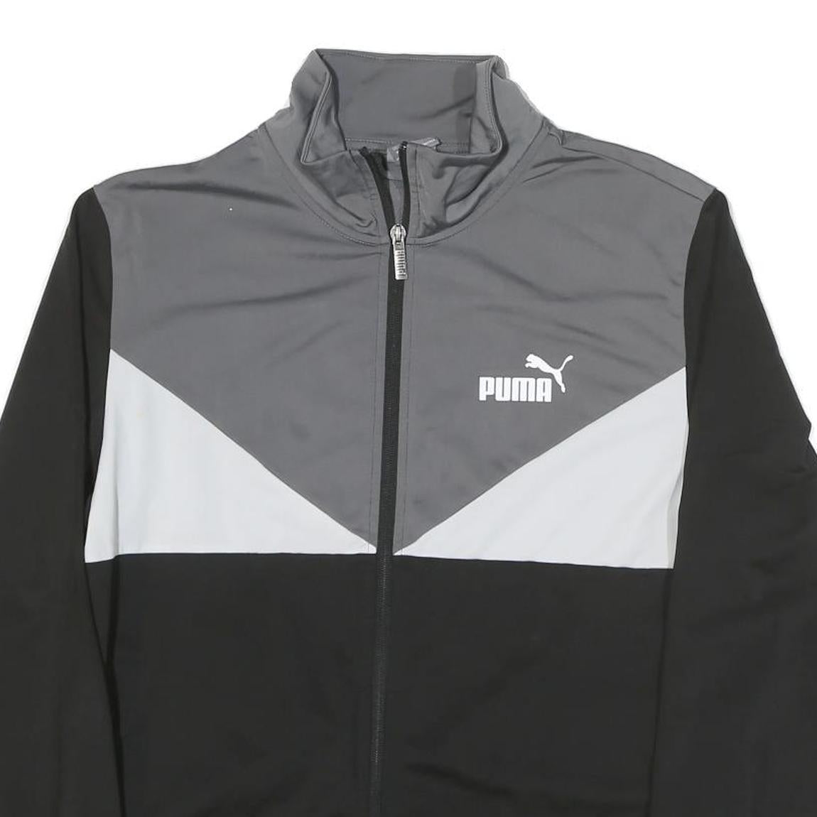 PUMA Mens Black & Grey Track Jacket M Polyester Blend Zip Sportswear