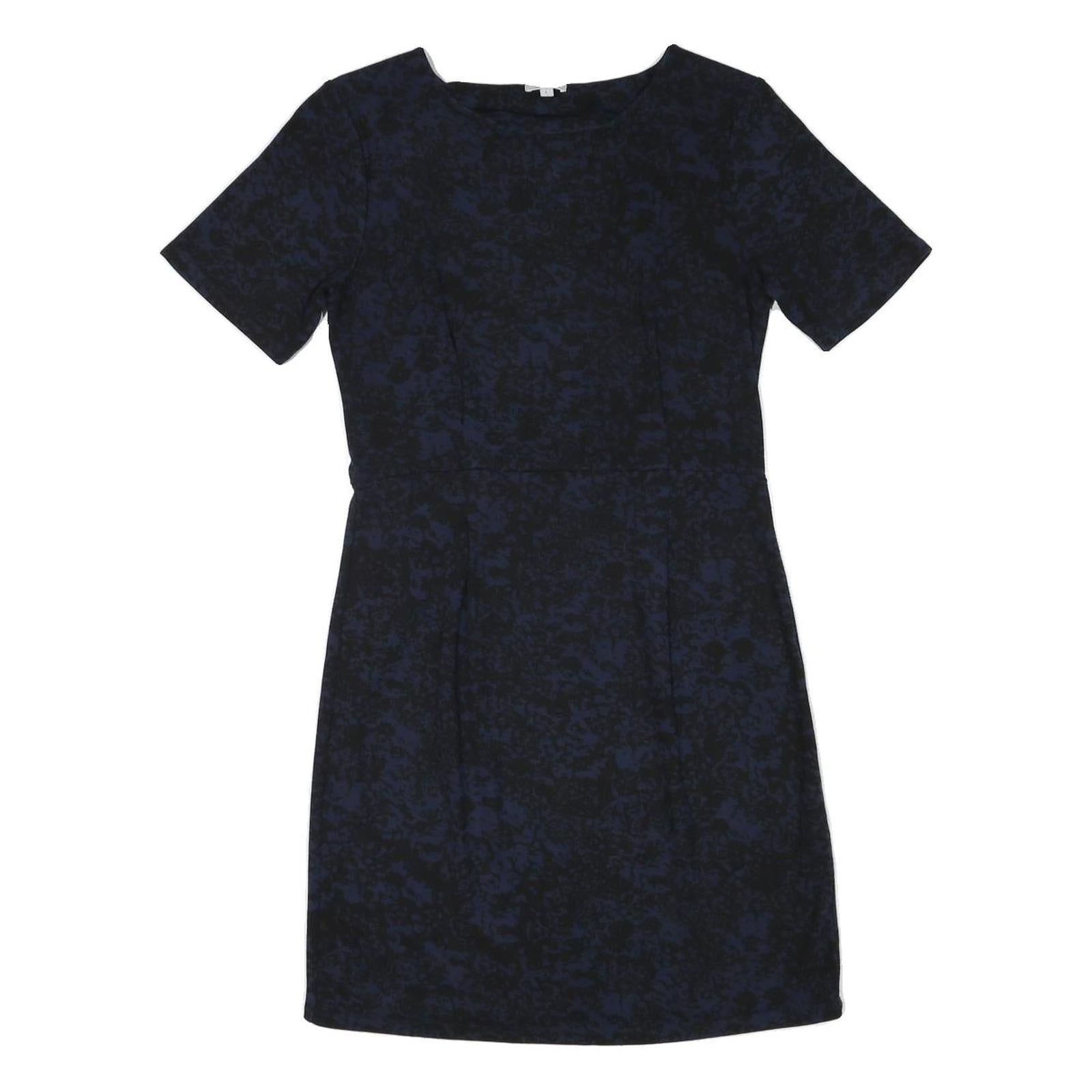 JIGSAW Womens Navy & Black Cotton Blend Day Dress Short Sleeve Knee Length S