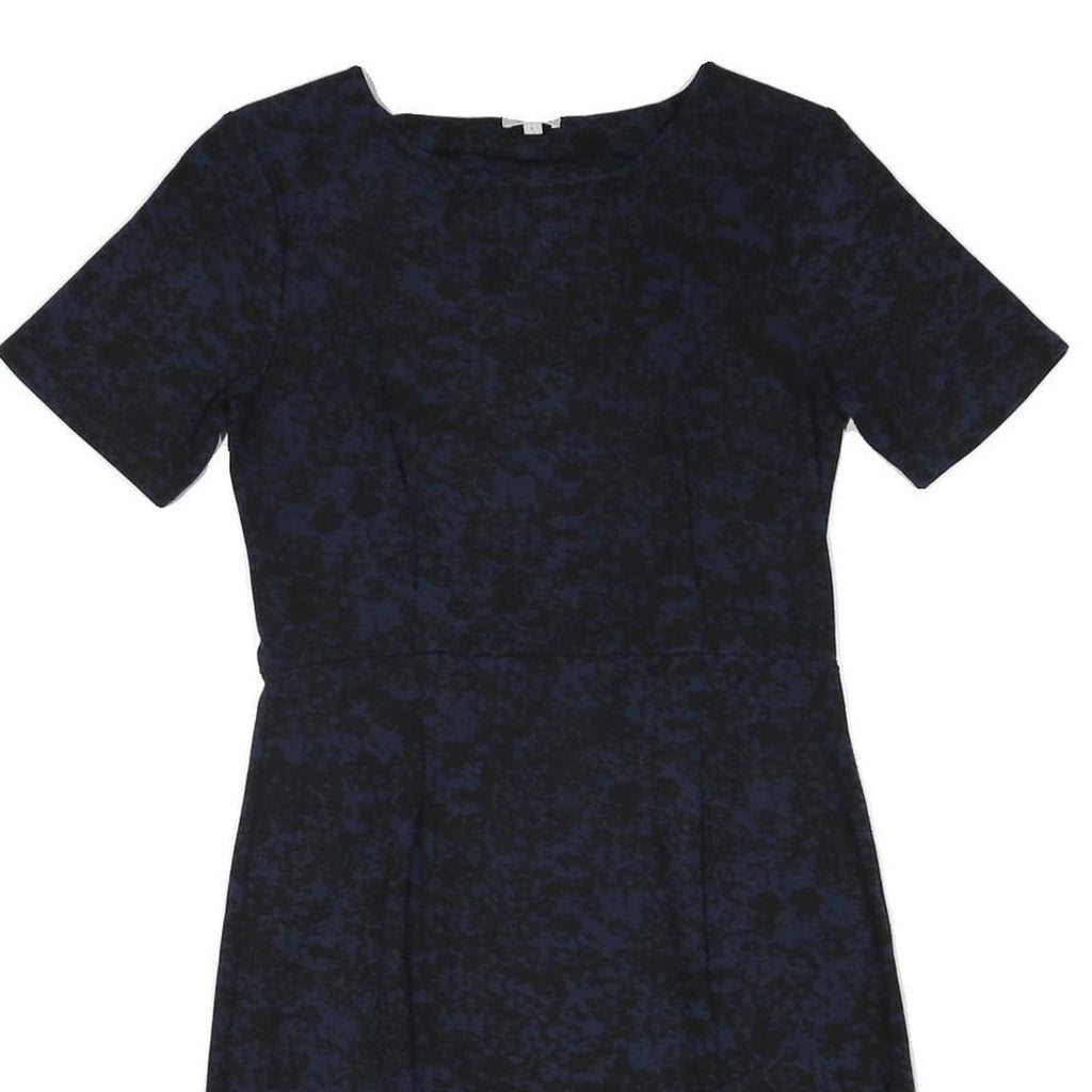 JIGSAW Womens Navy & Black Cotton Blend Day Dress Short Sleeve Knee Length S