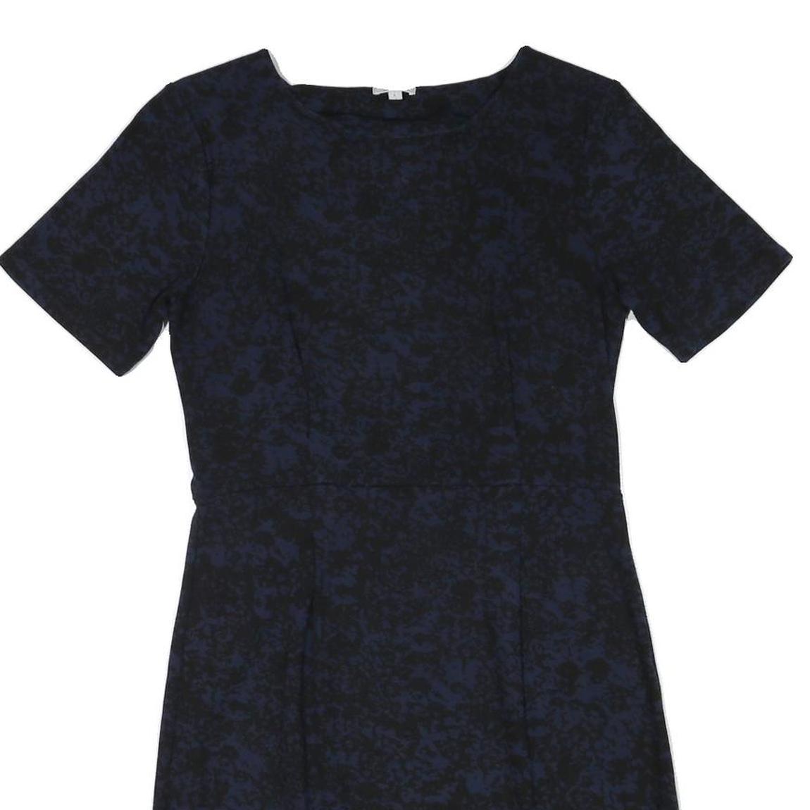JIGSAW Womens Navy & Black Cotton Blend Day Dress Short Sleeve Knee Length S
