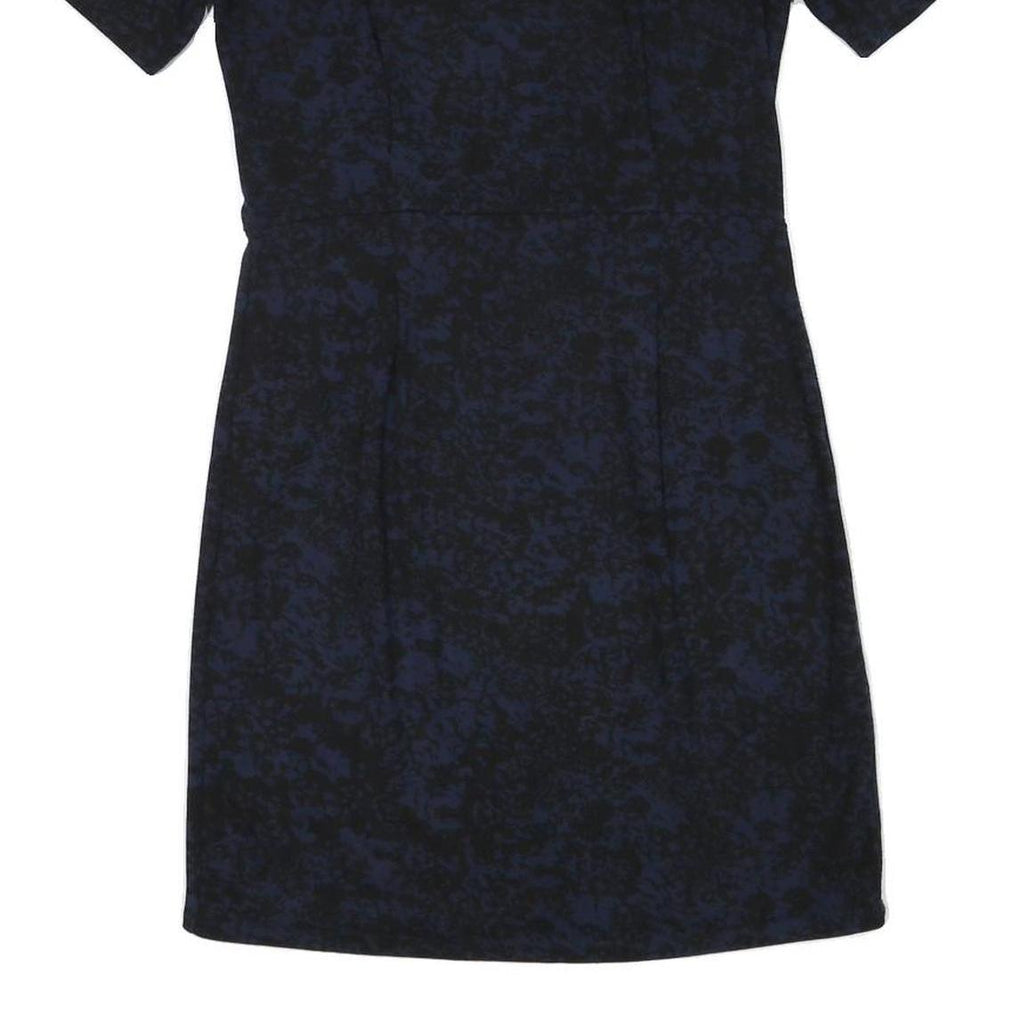 JIGSAW Womens Navy & Black Cotton Blend Day Dress Short Sleeve Knee Length S