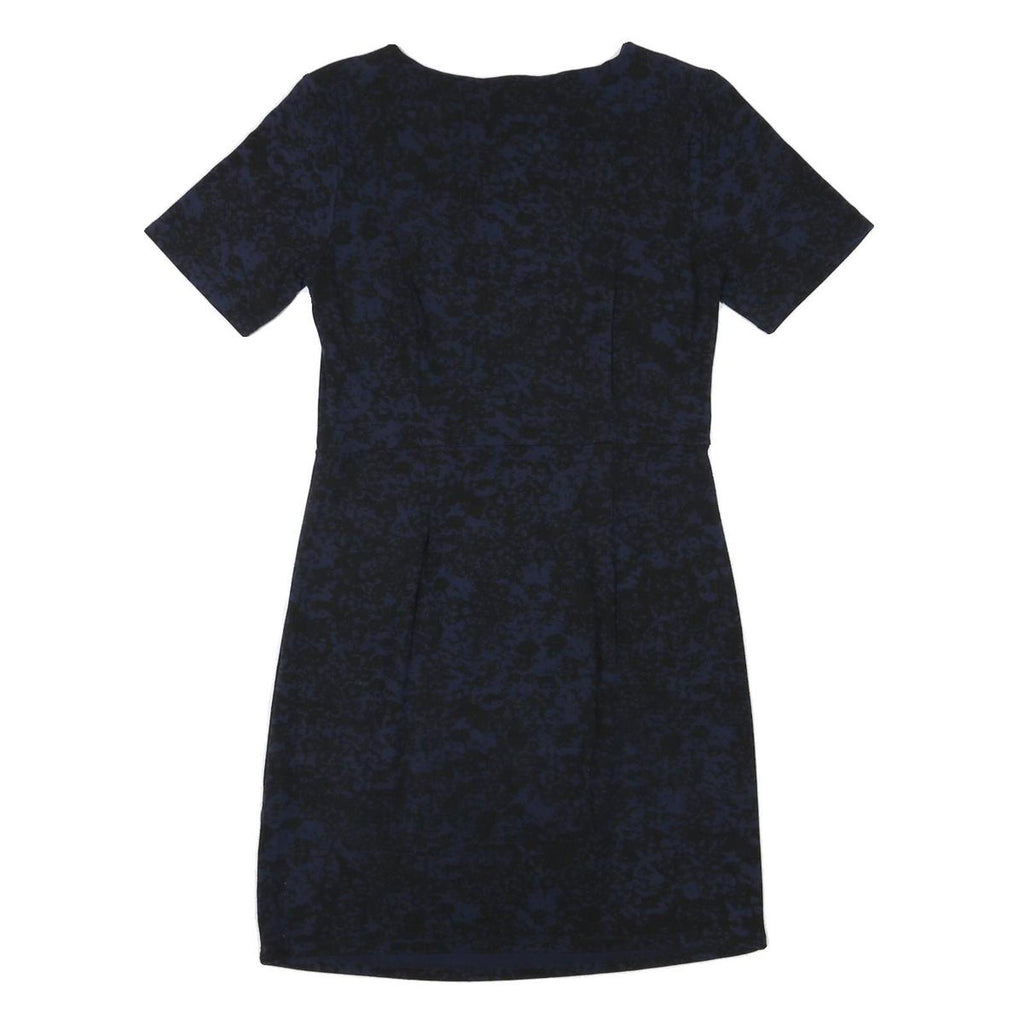 JIGSAW Womens Navy & Black Cotton Blend Day Dress Short Sleeve Knee Length S